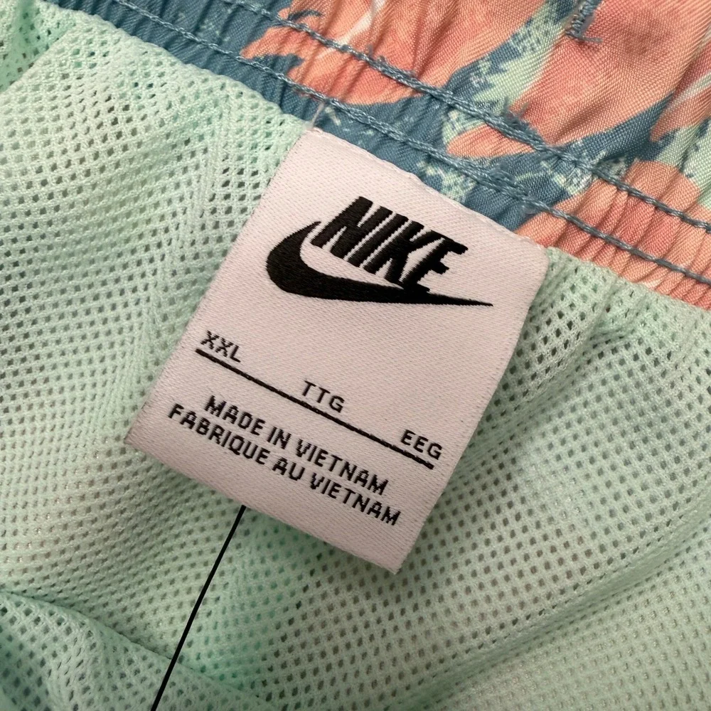 Nike Sportswear Mens Tropical Floral Swim Trunks Blue Peach Green Floral XL